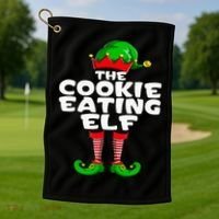 Cookie Eating Elf Matching Family Group Christmas Party Pj Golf Towel thumb 1
