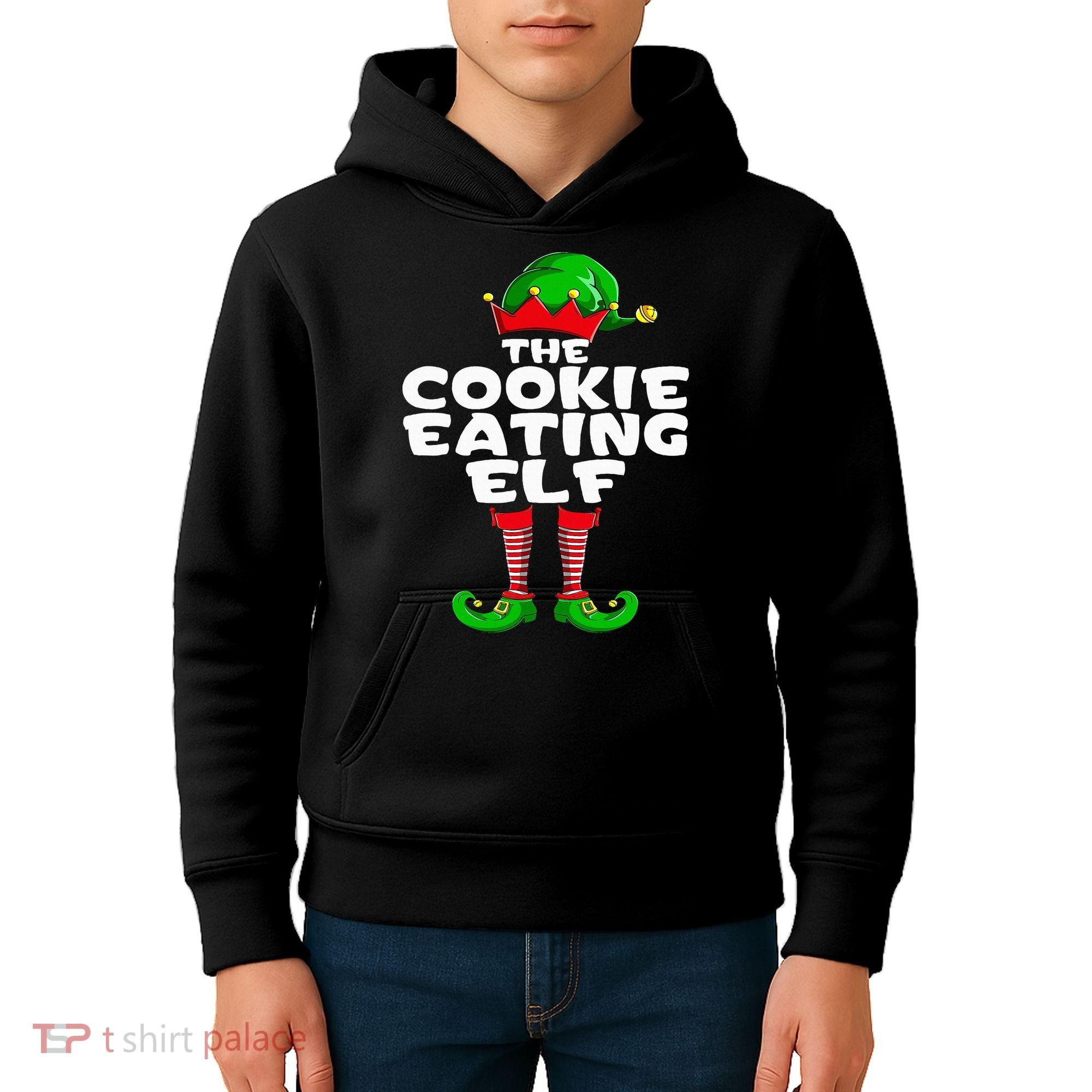 Cookie Eating Elf Matching Family Group Christmas Party Pj Kids Hoodie