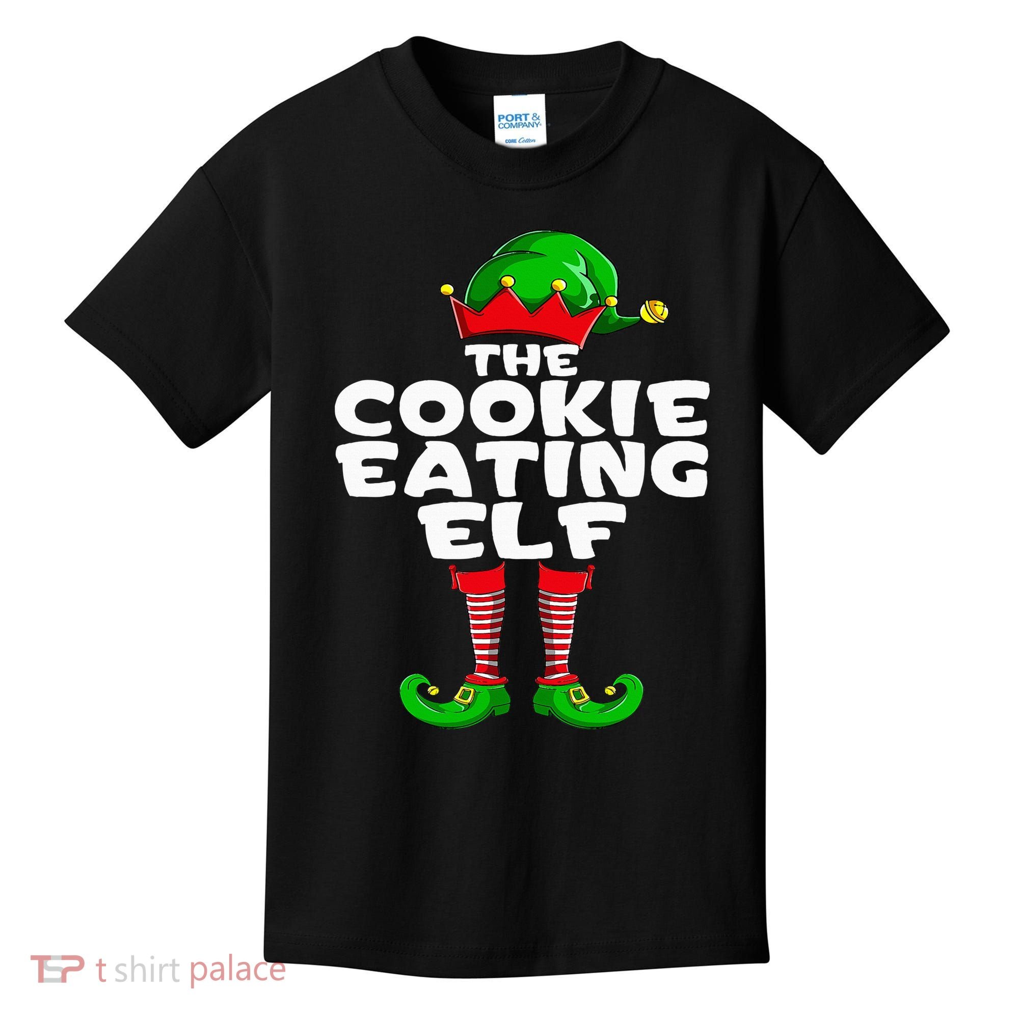 Cookie Eating Elf Matching Family Group Christmas Party Pj Kids T-Shirt