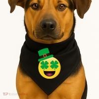 Emoji Smile Clover St. PatrickS Day USA-Made Doggie Bandana thumb 1