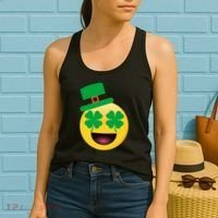 Emoji Smile Clover St. PatrickS Day Women's Tank Top thumb 2