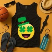 Emoji Smile Clover St. PatrickS Day Tank Top thumb 4