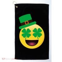 Emoji Smile Clover St. PatrickS Day Golf Towel thumb 0