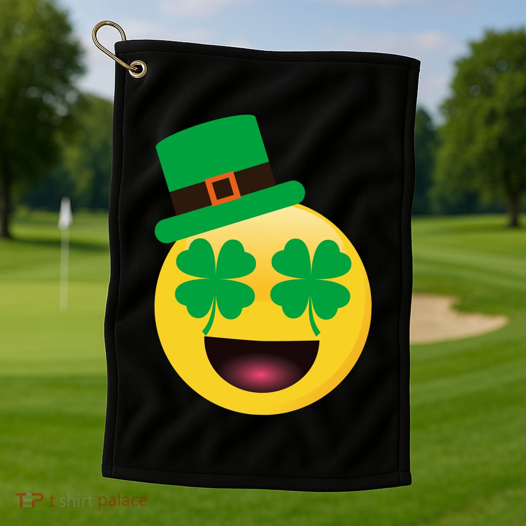 Emoji Smile Clover St. PatrickS Day Golf Towel