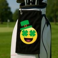 Emoji Smile Clover St. PatrickS Day Golf Towel thumb 2