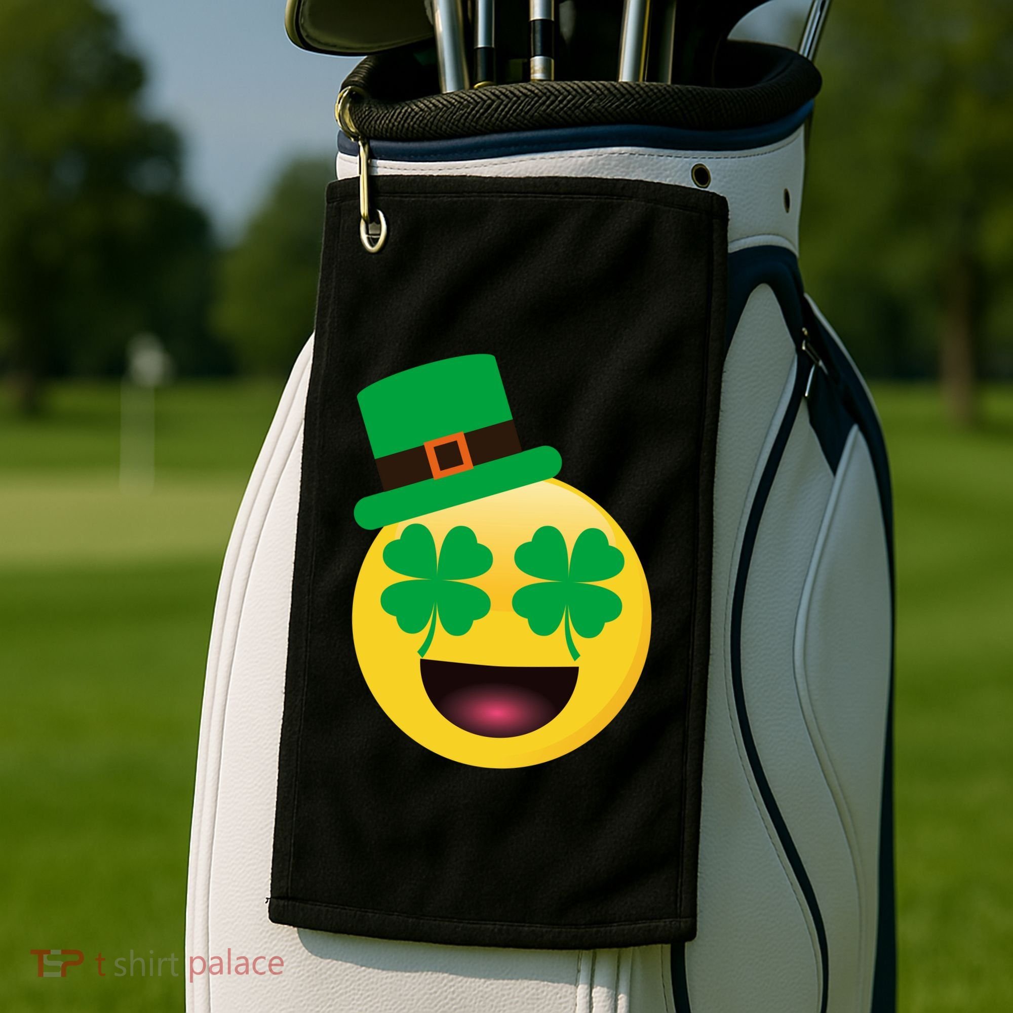 Emoji Smile Clover St. PatrickS Day Golf Towel