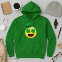 Emoji Smile Clover St. PatrickS Day Hoodie thumb 3