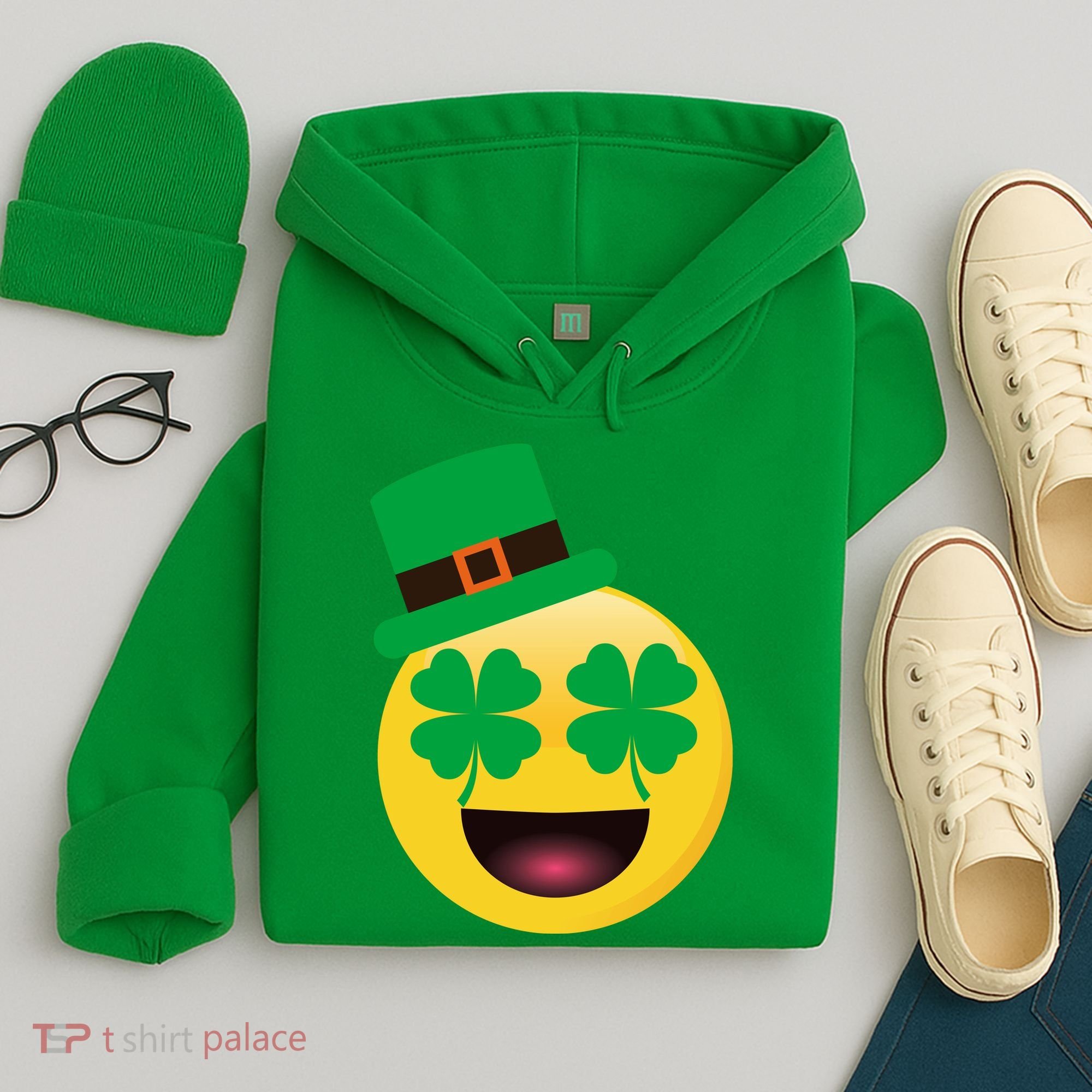 Emoji Smile Clover St. PatrickS Day Hoodie