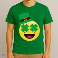Emoji Smile Clover St. PatrickS Day T-Shirt thumb 3