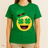 Emoji Smile Clover St. PatrickS Day T-Shirt thumb 4