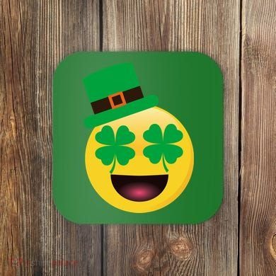 Emoji Smile Clover St. PatrickS Day Coaster