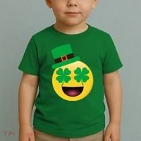 Emoji Smile Clover St. PatrickS Day Toddler T-Shirt thumb 2