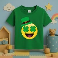 Emoji Smile Clover St. PatrickS Day Toddler T-Shirt thumb 3