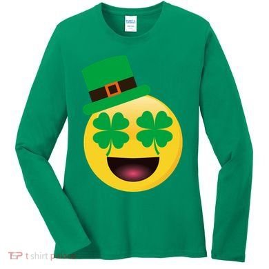 Emoji Smile Clover St. PatrickS Day Women's Long Sleeve Shirt