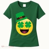 Emoji Smile Clover St. PatrickS Day Women's T-Shirt thumb 0