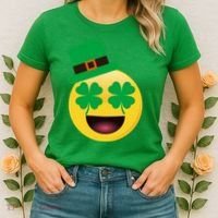 Emoji Smile Clover St. PatrickS Day Women's T-Shirt thumb 2
