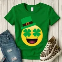Emoji Smile Clover St. PatrickS Day Women's T-Shirt thumb 3