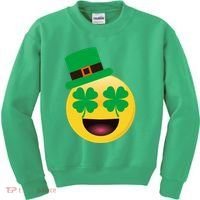 Emoji Smile Clover St. PatrickS Day Kids Sweatshirt thumb 0