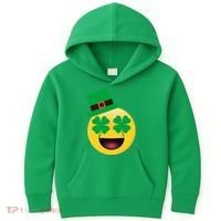Emoji Smile Clover St. PatrickS Day Kids Hoodie thumb 0