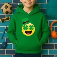 Emoji Smile Clover St. PatrickS Day Kids Hoodie thumb 2