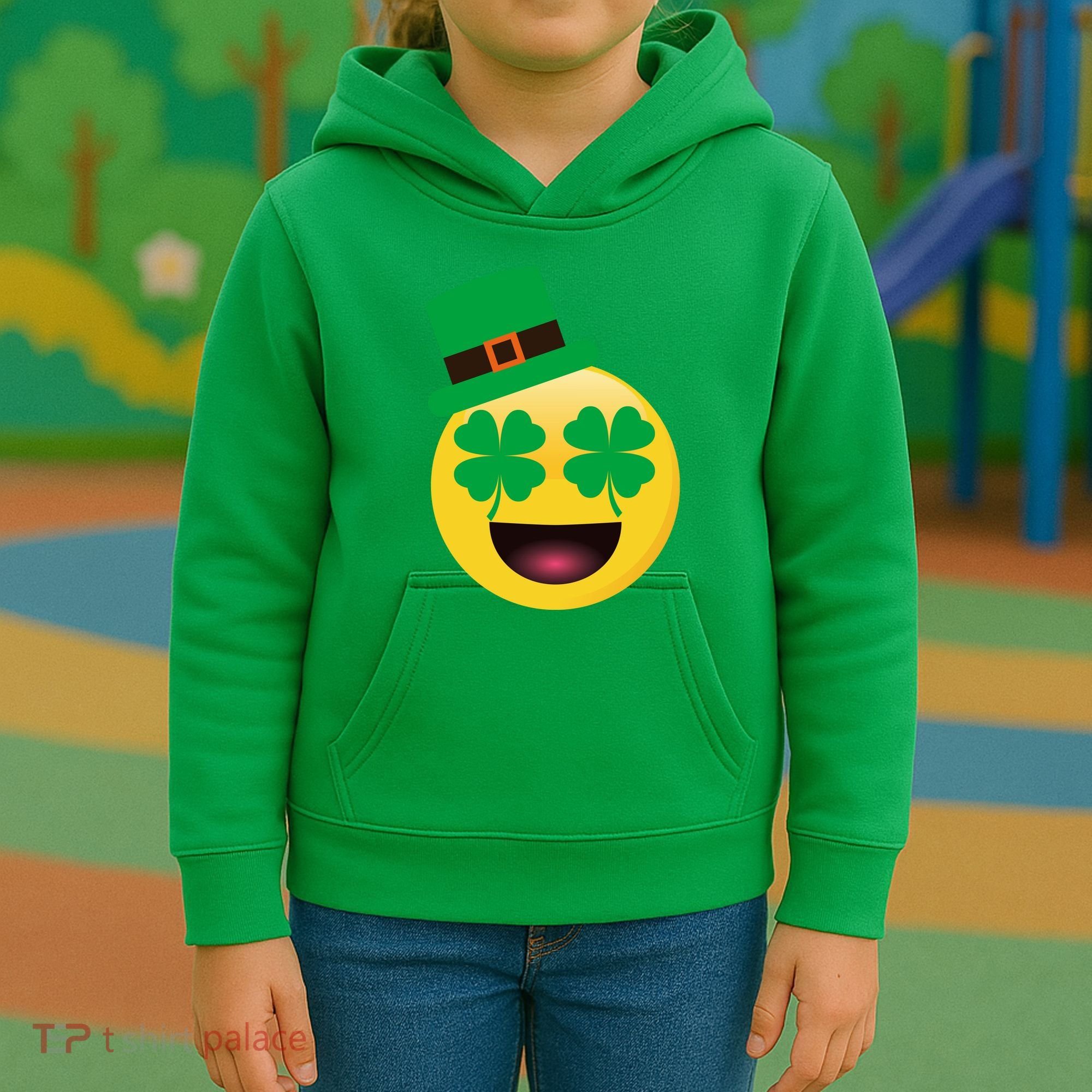 Emoji Smile Clover St. PatrickS Day Kids Hoodie