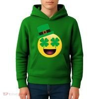 Emoji Smile Clover St. PatrickS Day Kids Hoodie thumb 4