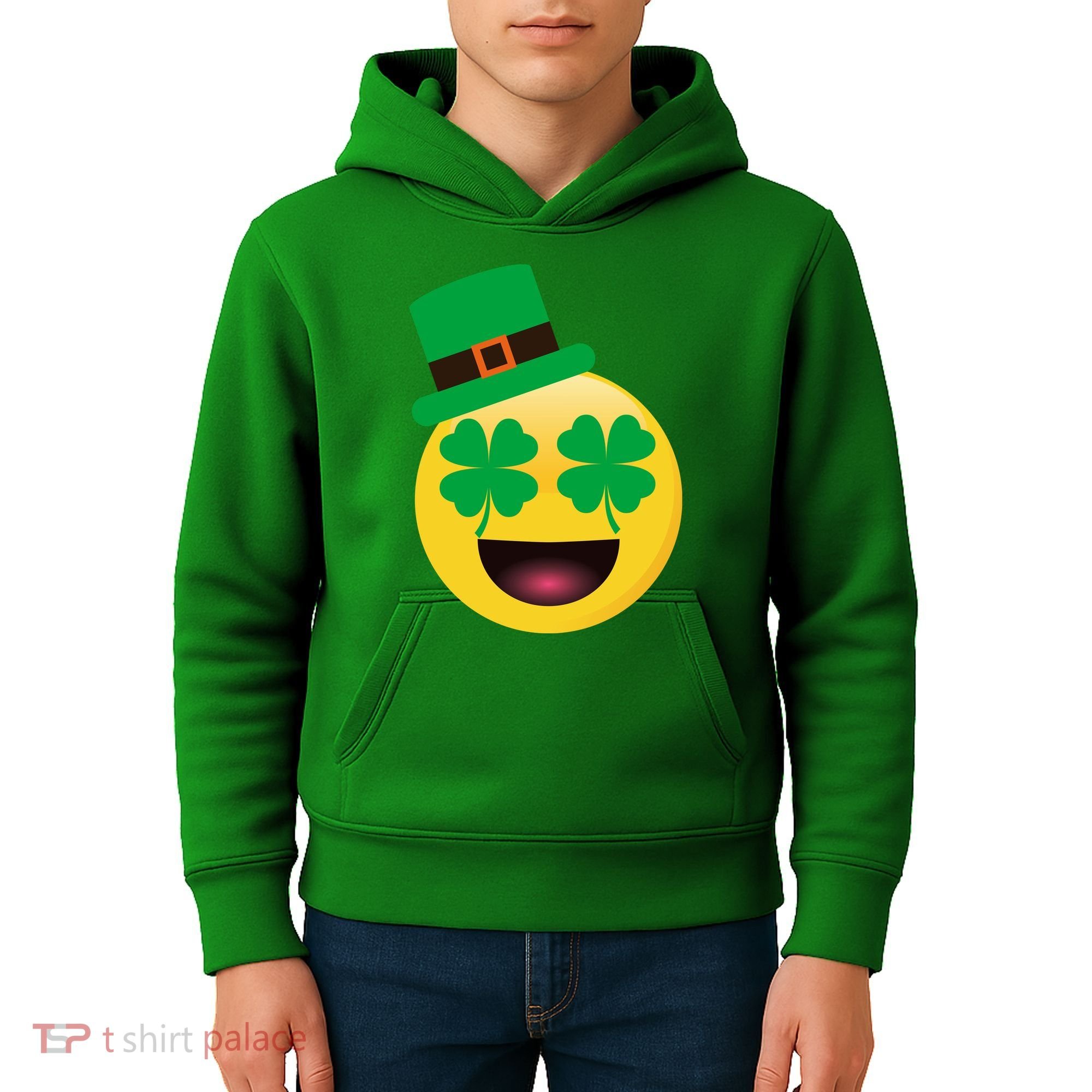 Emoji Smile Clover St. PatrickS Day Kids Hoodie