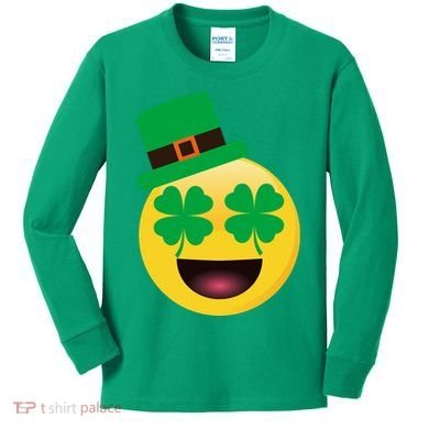 Emoji Smile Clover St. PatrickS Day Kids Long Sleeve Shirt