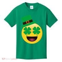 Emoji Smile Clover St. PatrickS Day Kids T-Shirt thumb 0