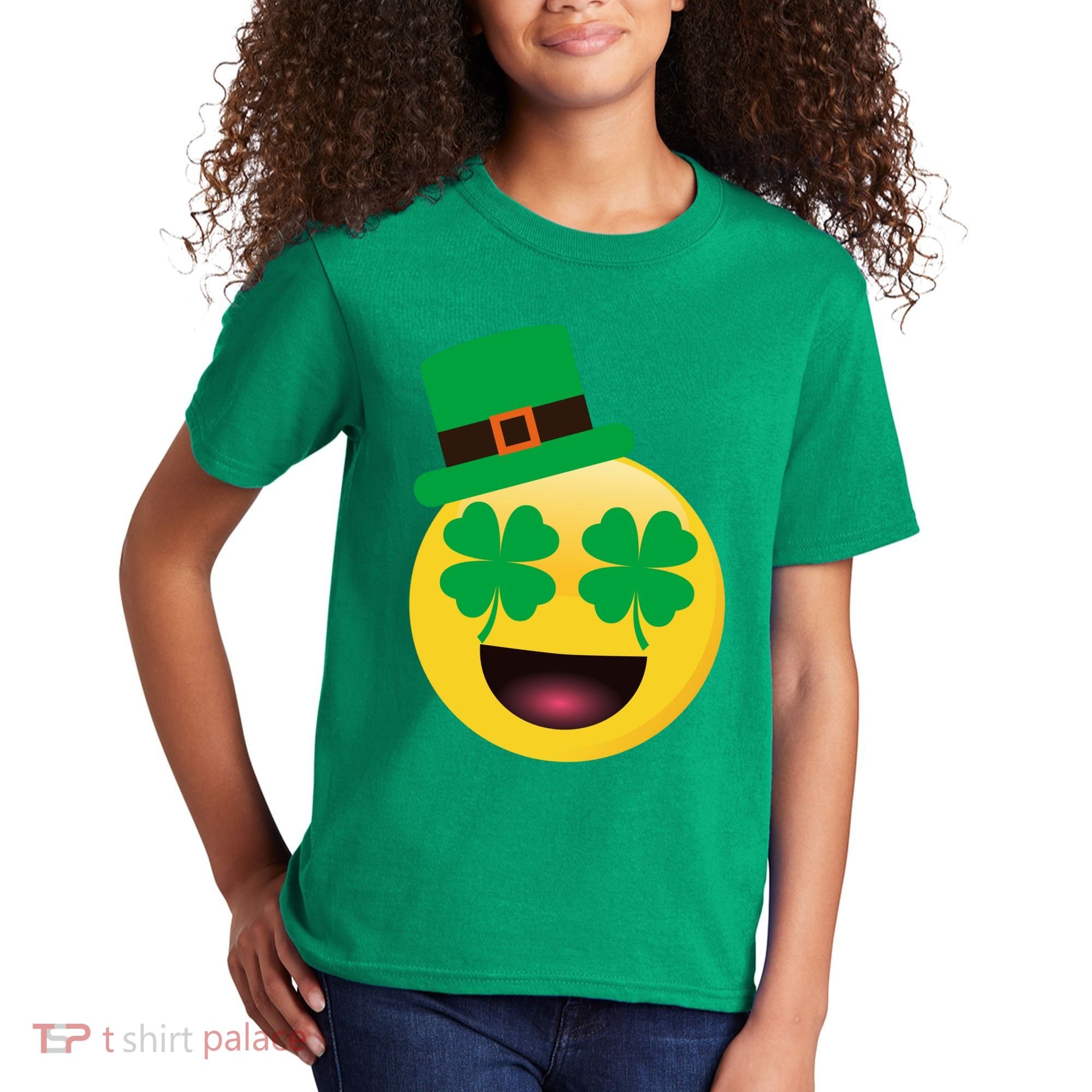 Emoji Smile Clover St. PatrickS Day Kids T-Shirt