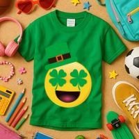 Emoji Smile Clover St. PatrickS Day Kids T-Shirt thumb 3
