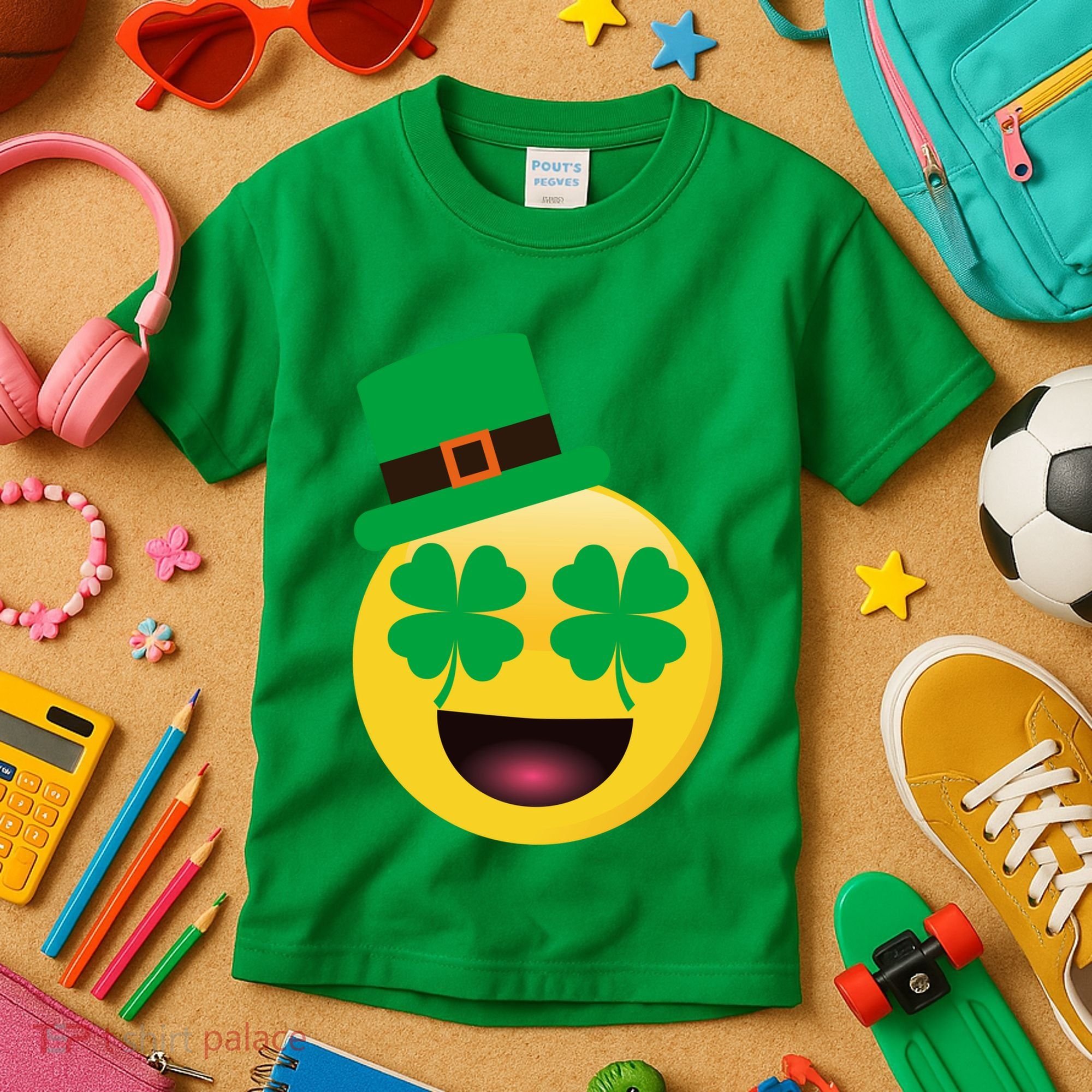 Emoji Smile Clover St. PatrickS Day Kids T-Shirt
