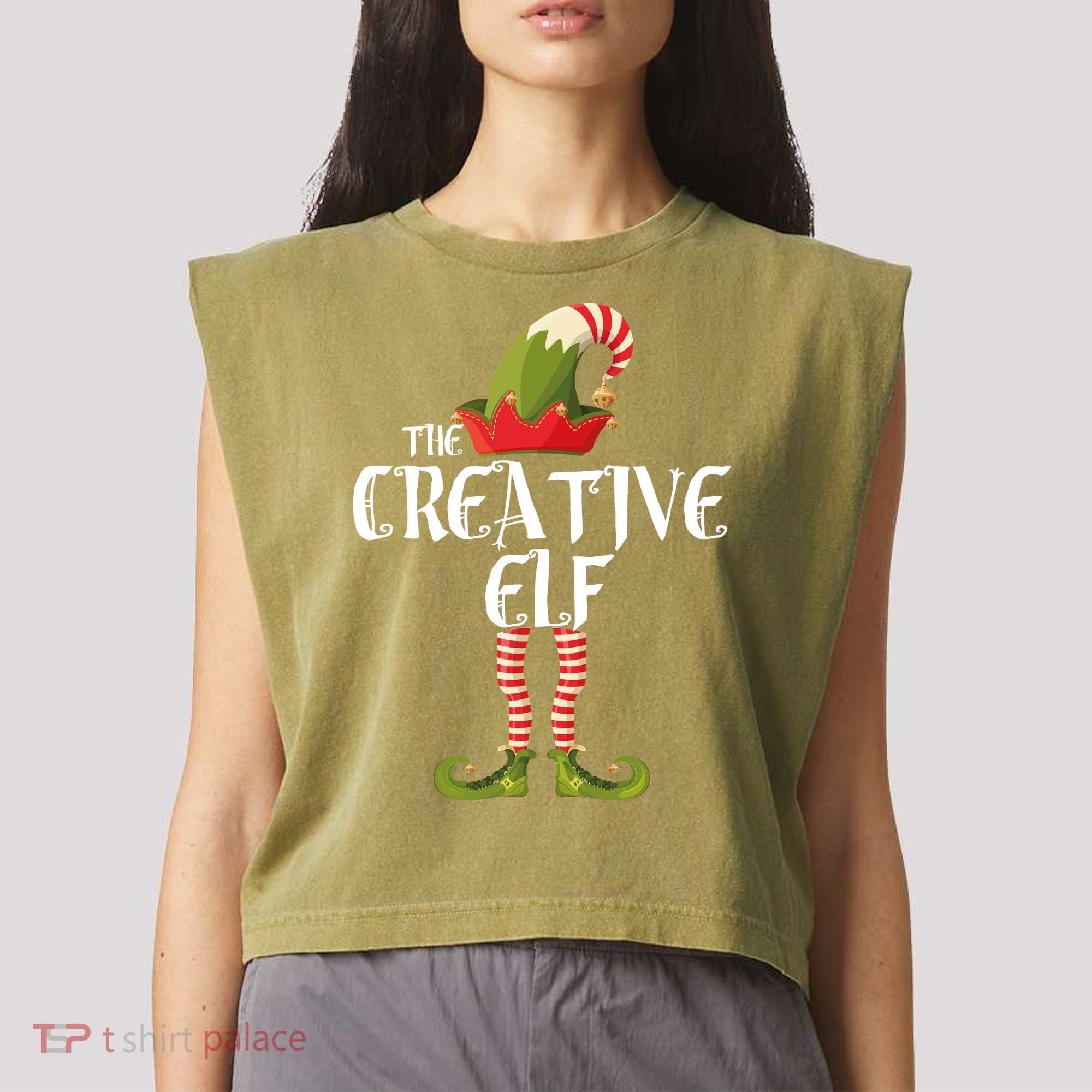 Creative Elf Family Matching Garment-Dyed Women's Muscle Tee