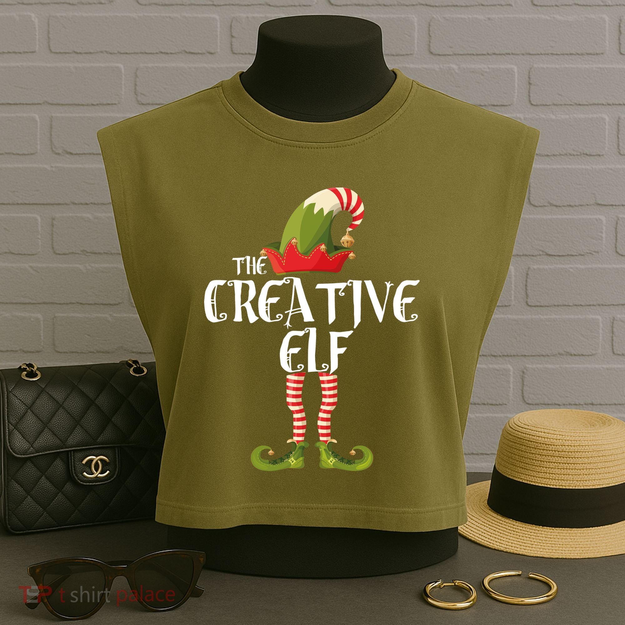 Creative Elf Family Matching Garment-Dyed Women's Muscle Tee