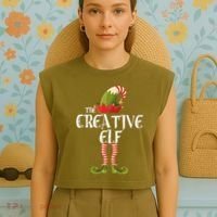 Creative Elf Family Matching Garment-Dyed Women's Muscle Tee thumb 4