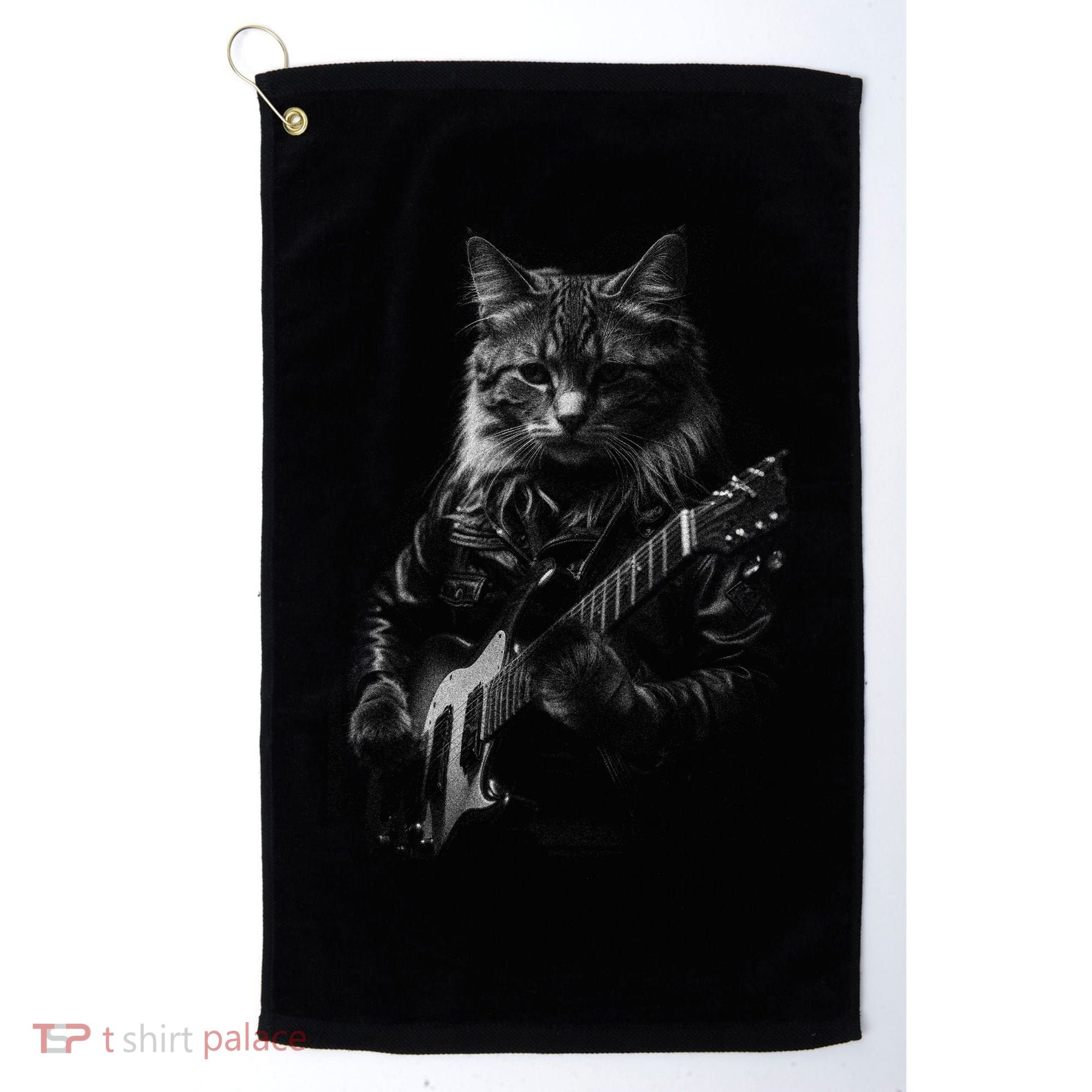 Cat Electric Guitar Golf Towel