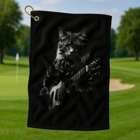 Cat Electric Guitar Golf Towel thumb 1
