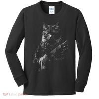 Cat Electric Guitar Kids Long Sleeve Shirt thumb 0