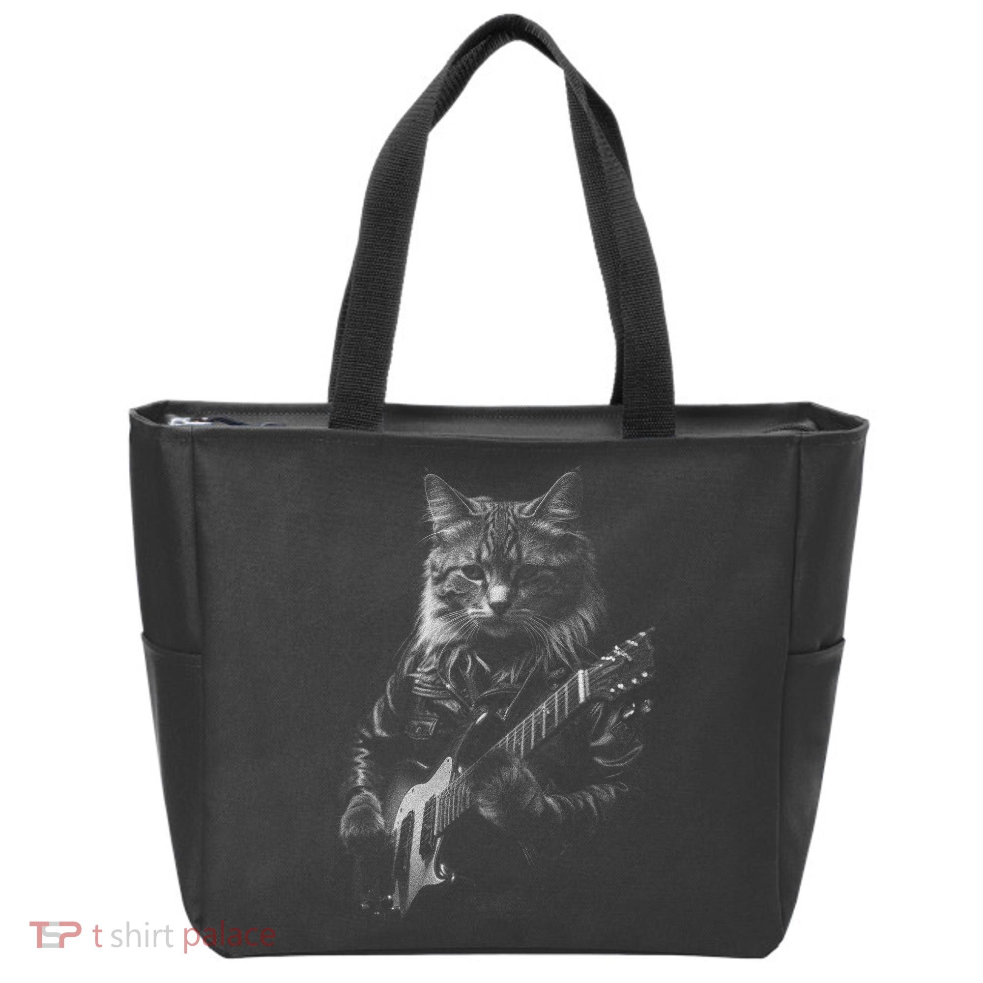 Cat Electric Guitar Tote Bag
