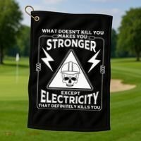 Cool Electrician Gift Funny Electricity Kill You Lineman Golf Towel thumb 1