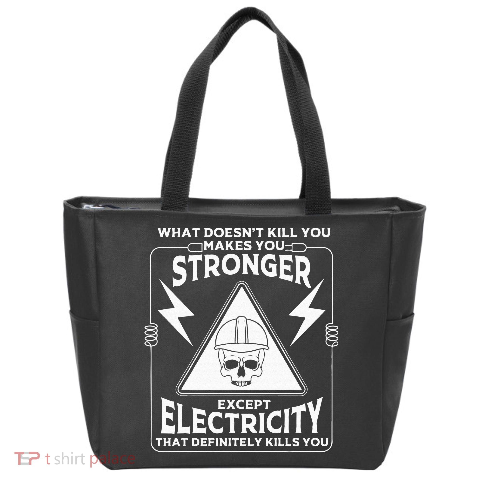 Cool Electrician Gift Funny Electricity Kill You Lineman Tote Bag