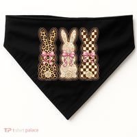 Cute Easter Girly Coquette Bunnies USA-Made Doggie Bandana thumb 0