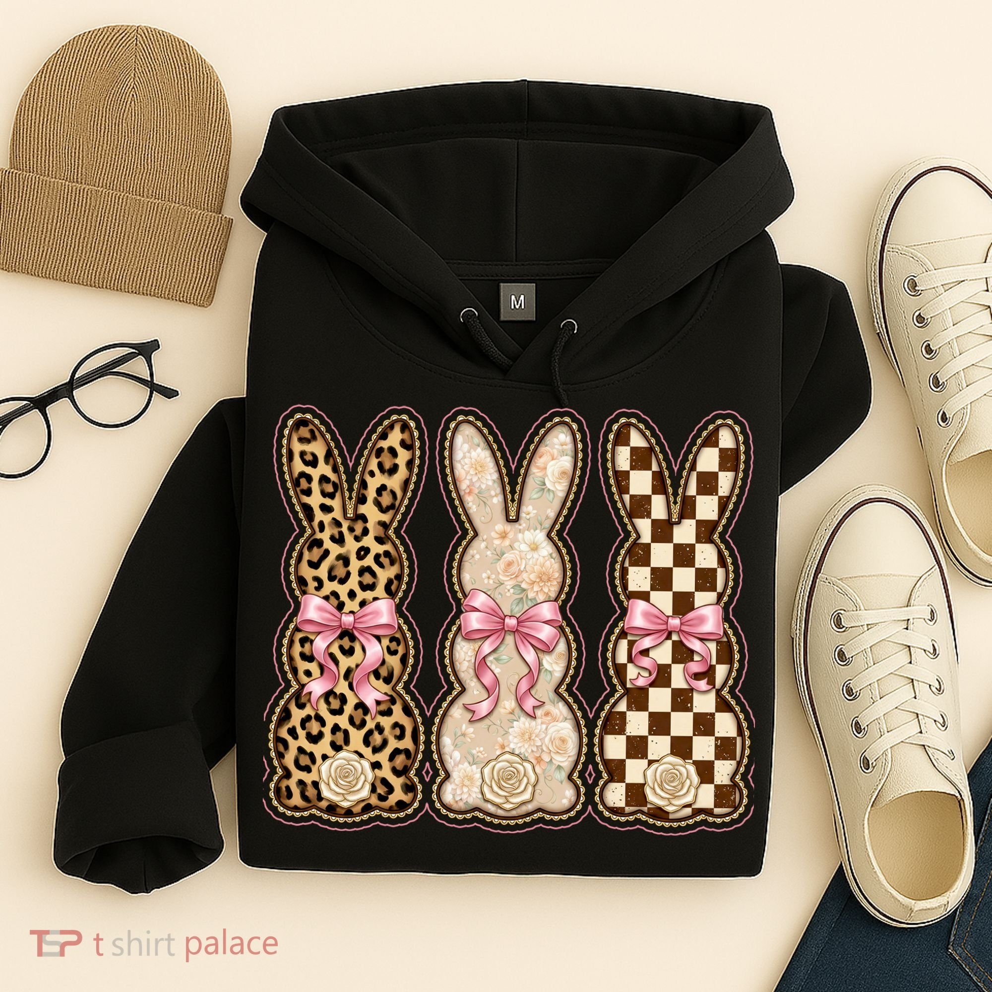 Cute Easter Girly Coquette Bunnies Hoodie