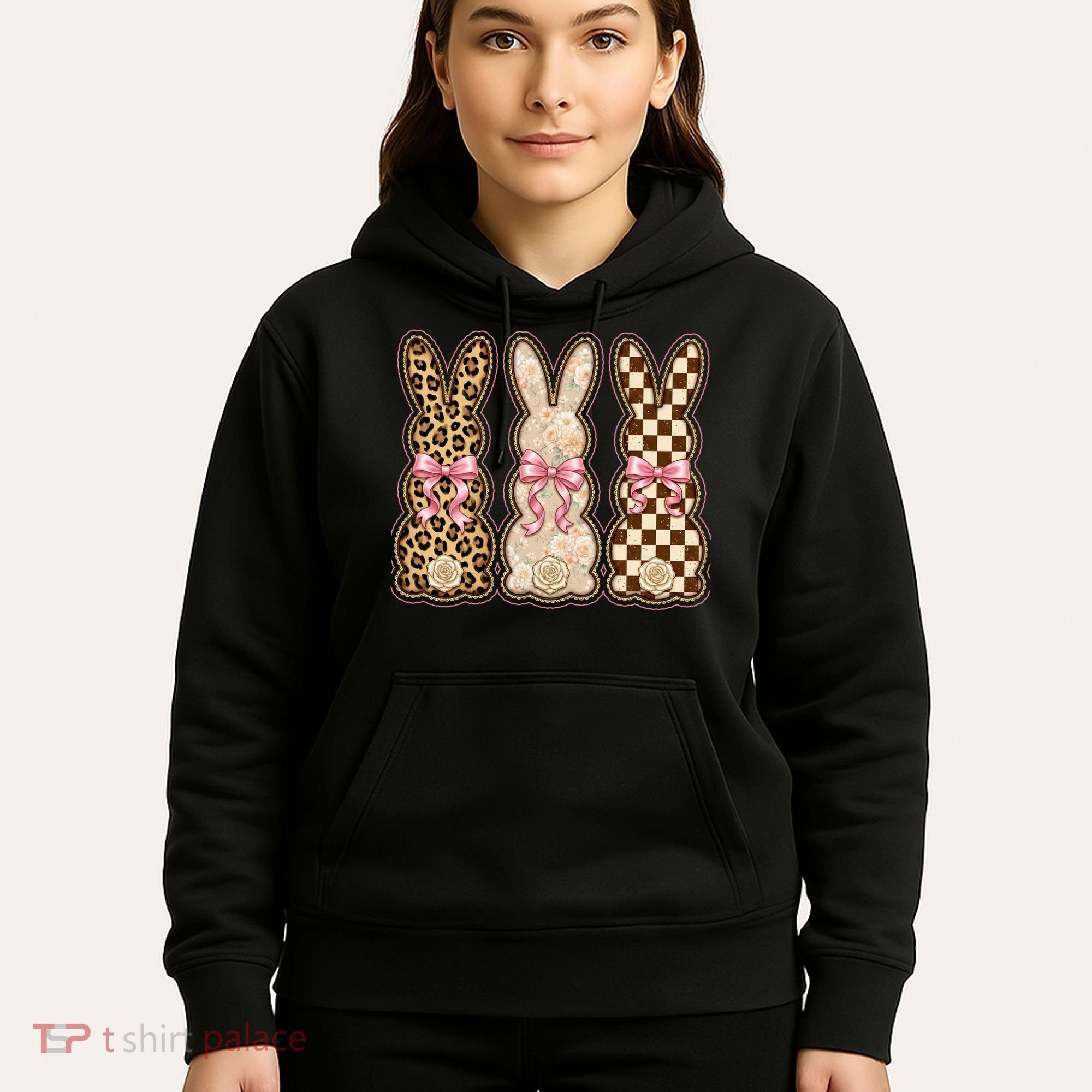Cute Easter Girly Coquette Bunnies Hoodie