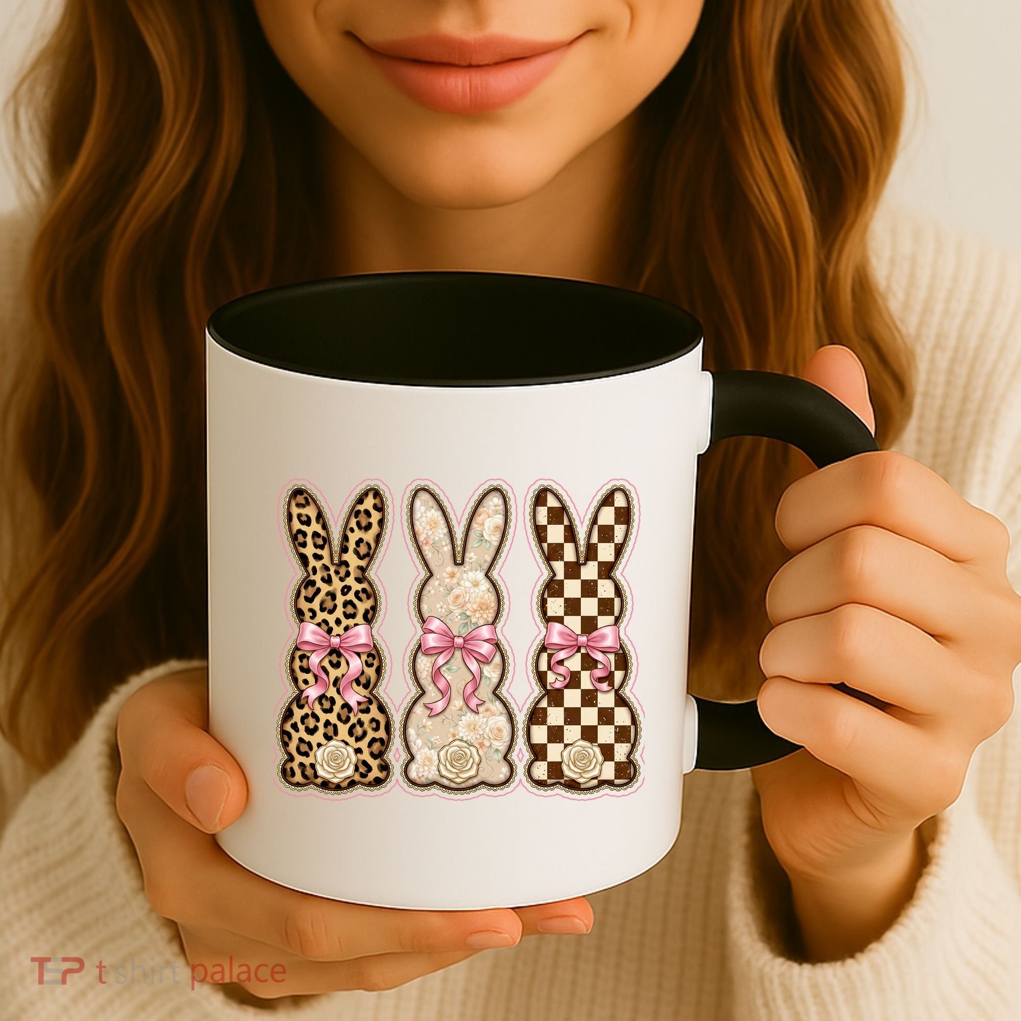 Cute Easter Girly Coquette Bunnies Coffee Mug