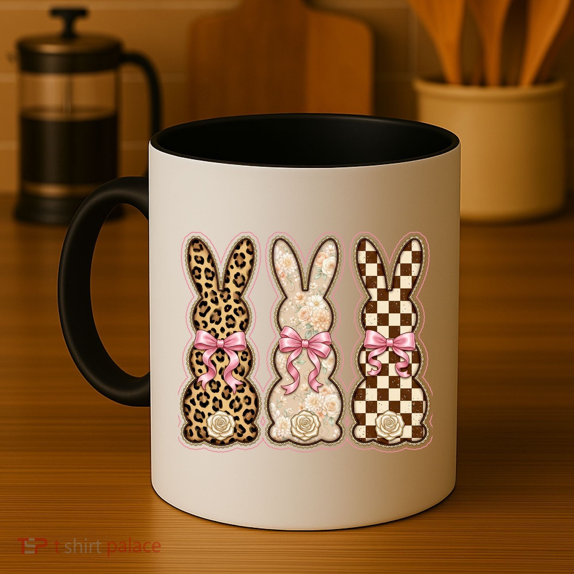 Cute Easter Girly Coquette Bunnies Coffee Mug
