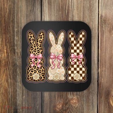 Cute Easter Girly Coquette Bunnies Coaster