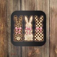 Cute Easter Girly Coquette Bunnies Coaster thumb 0