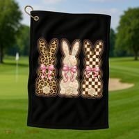 Cute Easter Girly Coquette Bunnies Golf Towel thumb 1