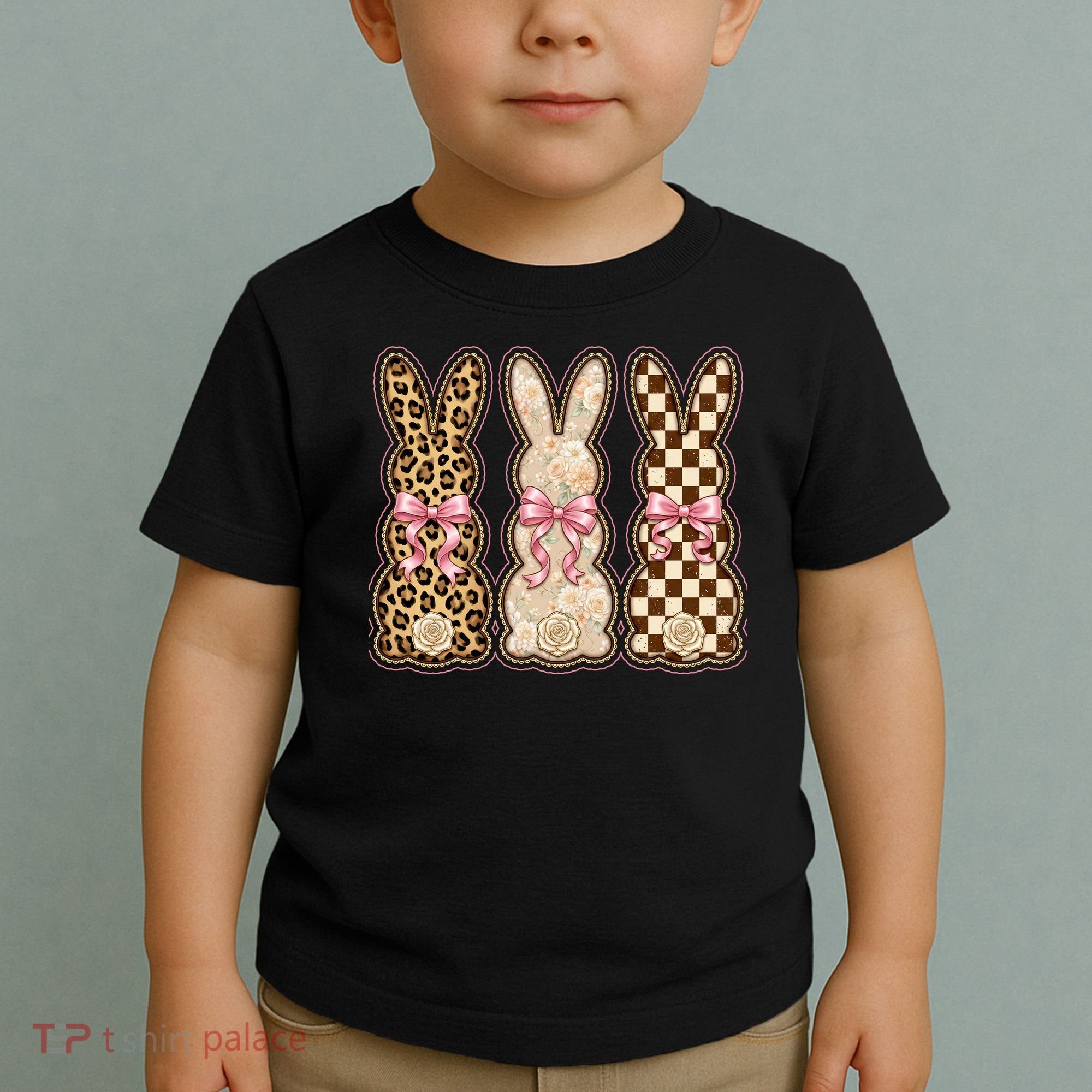 Cute Easter Girly Coquette Bunnies Toddler T-Shirt